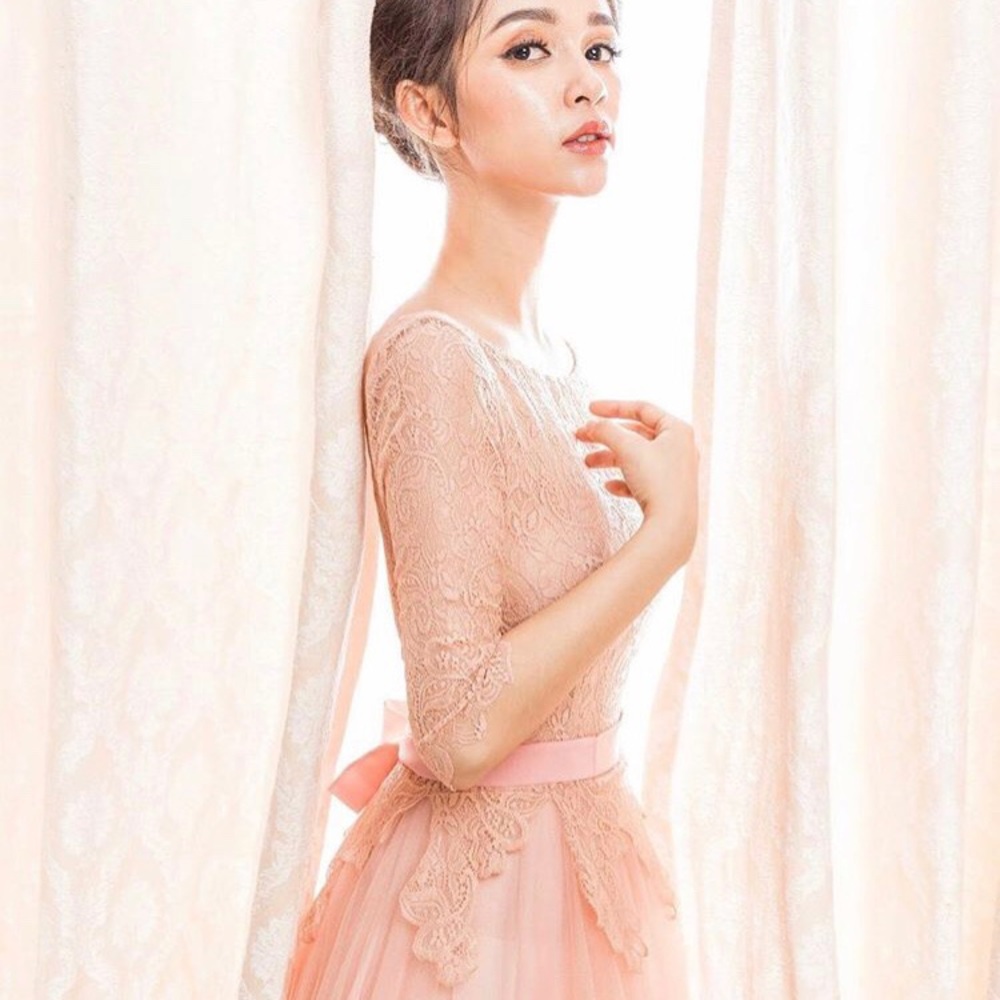 Baby Pink Lace Dress with Tulle